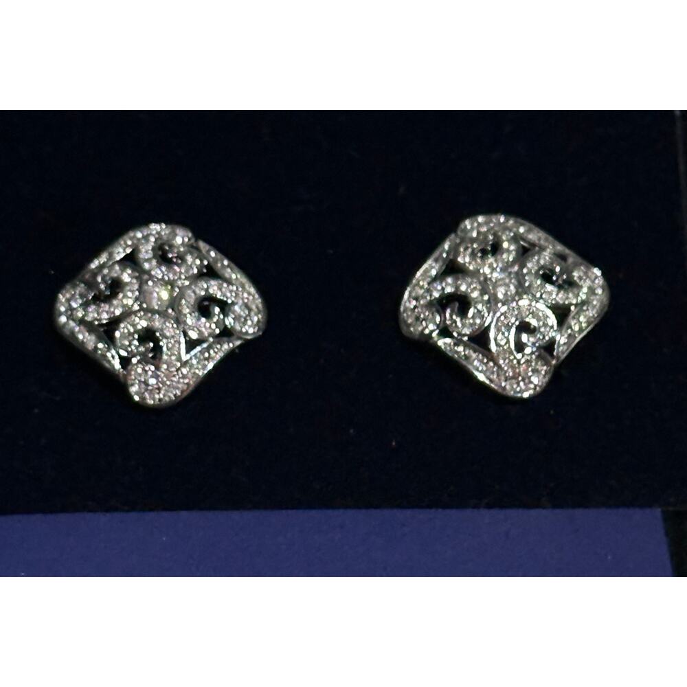 SWAROVSKI Swan Vintage Crystal Clip-On Earrings Signed w/ Tags & Certificate - Picture 2 of 7